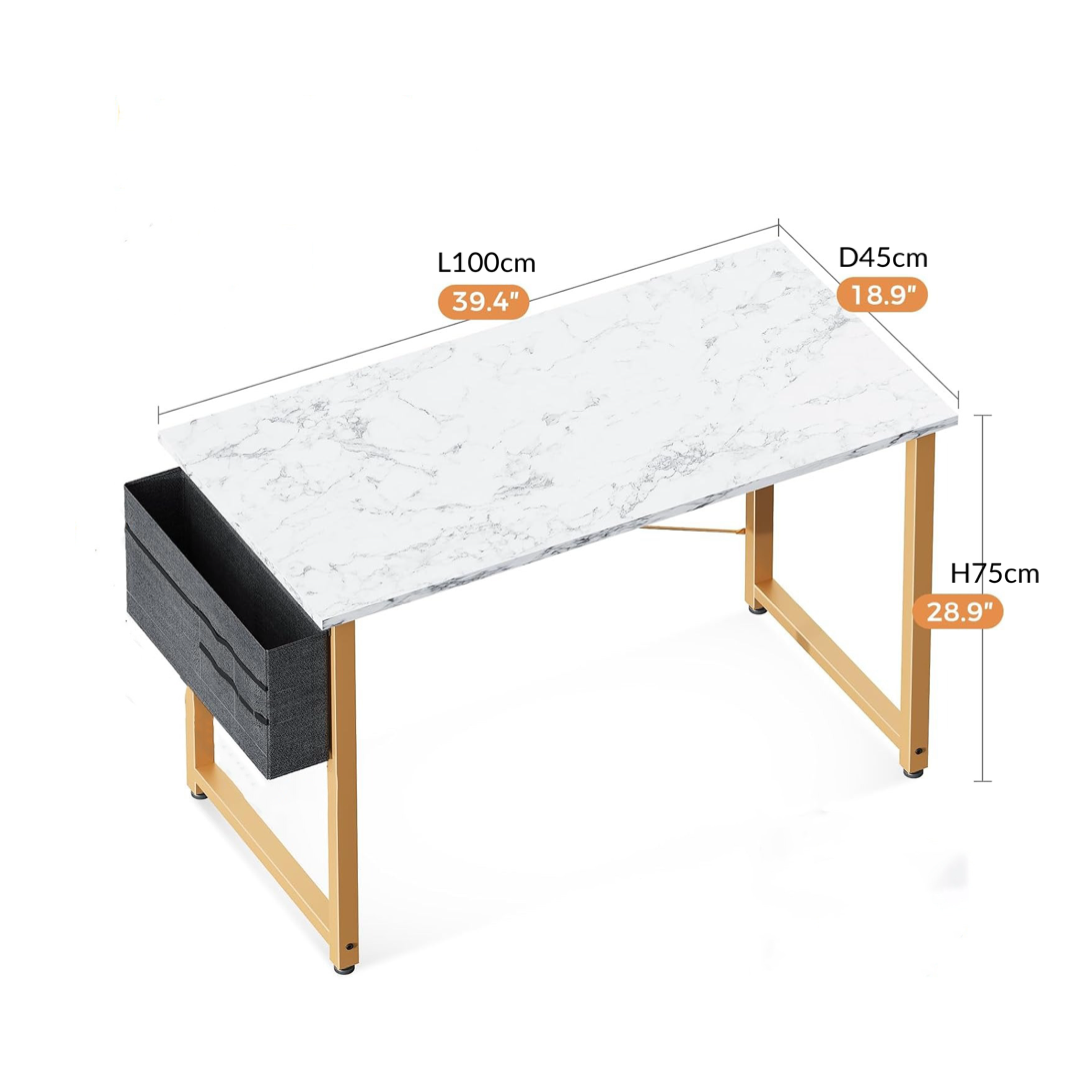 Inhabit Marble Effect Wood Desk / Dresser