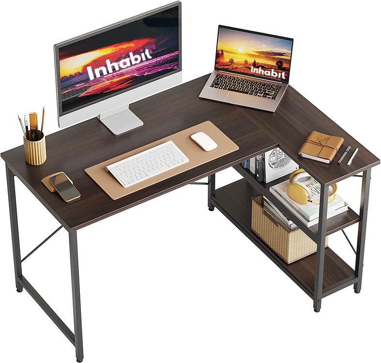 Inhabit Mini 120cm L-Shaped Desk In Dark Brown