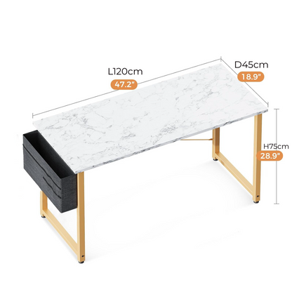 Inhabit Marble Effect Wood Desk / Dresser