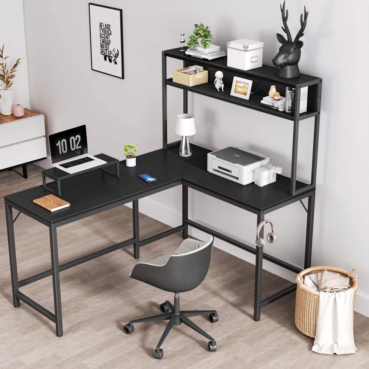 Inhabit L-Shaped Desk 150cm With Hutch 3 Colors