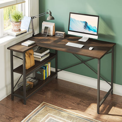 Inhabit Mini 120cm L-Shaped Desk In Dark Brown