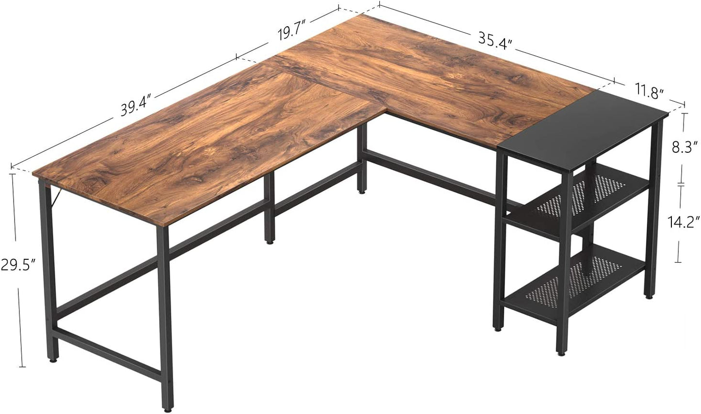 Inhabit L-Shaped 145cm Desk With PC & Storage Shelves