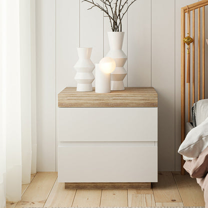 Inhabit White x Walnut Brown Nightstand