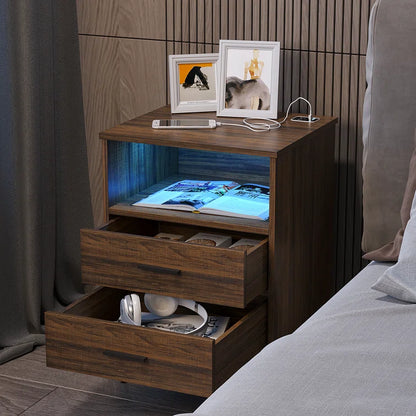 Inhabit Multifunctional Nightstand With LED & Power Outlet