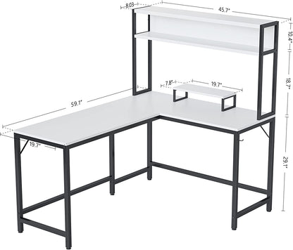 Inhabit L-Shaped Desk 150cm With Hutch 3 Colors