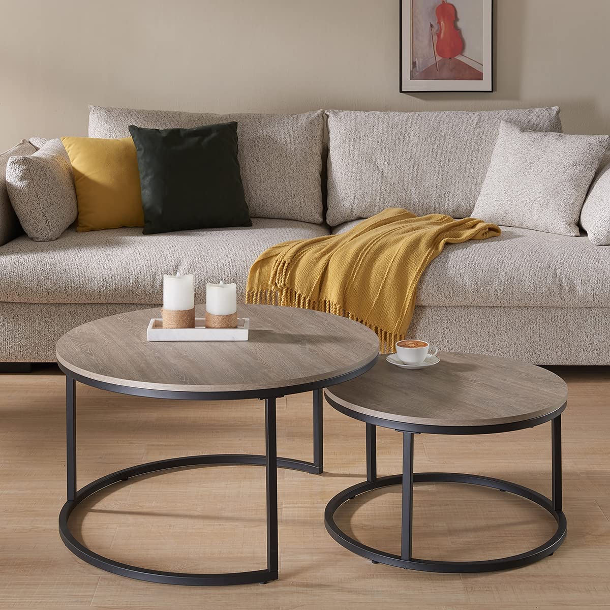 Inhabit Wood Marble Effect Technology Twins Coffee Table