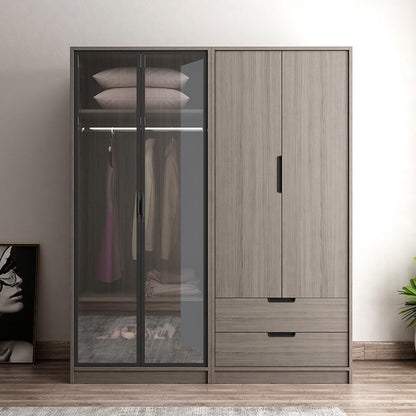 Inhabit Customizable Solid Wood With Smoked Glass Wardrobe