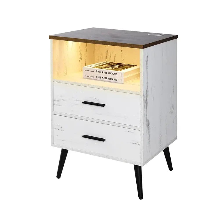 Inhabit Multifunctional Nightstand With LED & Power Outlet