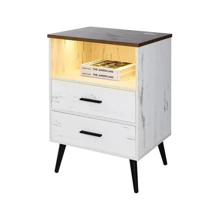 Inhabit Multifunctional Nightstand With LED & Power Outlet