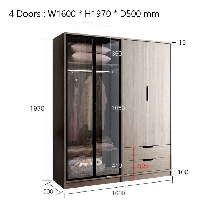 Inhabit Customizable Solid Wood With Smoked Glass Wardrobe