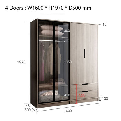 Inhabit Customizable Solid Wood With Smoked Glass Wardrobe