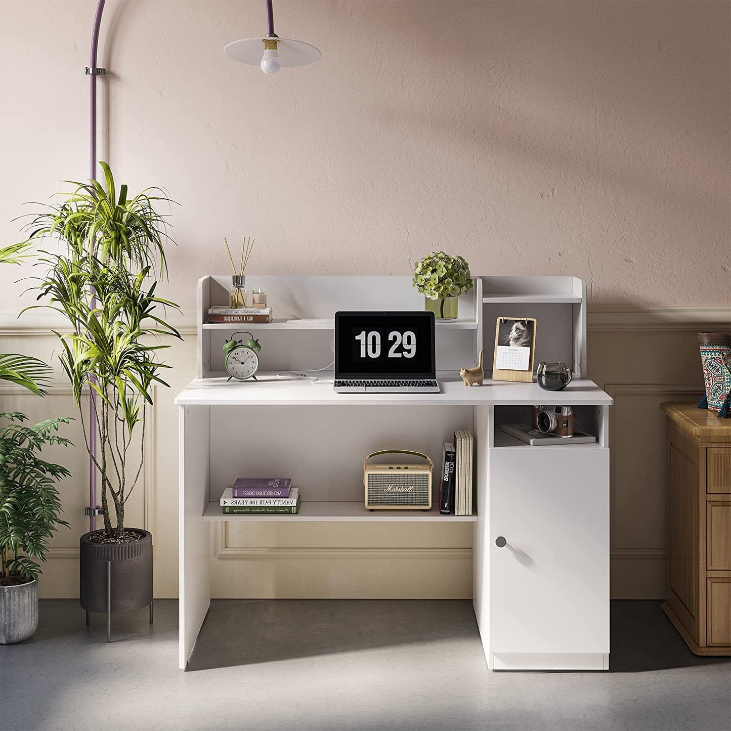 Inhabit Multifunction Desk 120cm With Shelves and Storage Cabinet