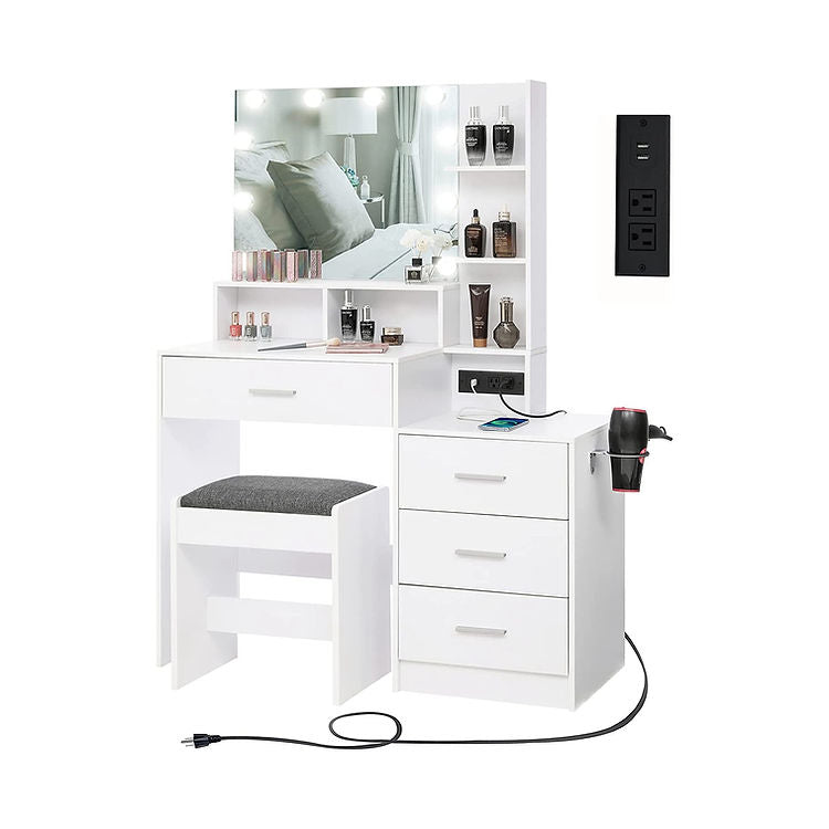 Inhabit Smart Makeup Vanity With 4 Drawers & Shelves