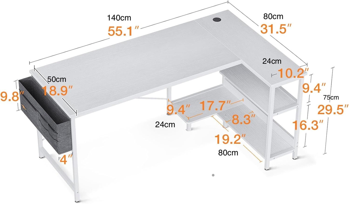 Inhabit Spider 140cm L-Shaped Desk With Built In Power Outlet