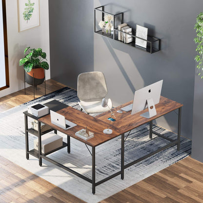 Inhabit L-Shaped 145cm Desk With PC & Storage Shelves