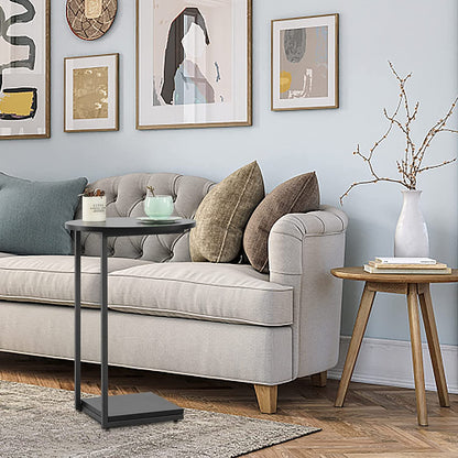 Inhabit Simple Round Side Table With Downside Shelf