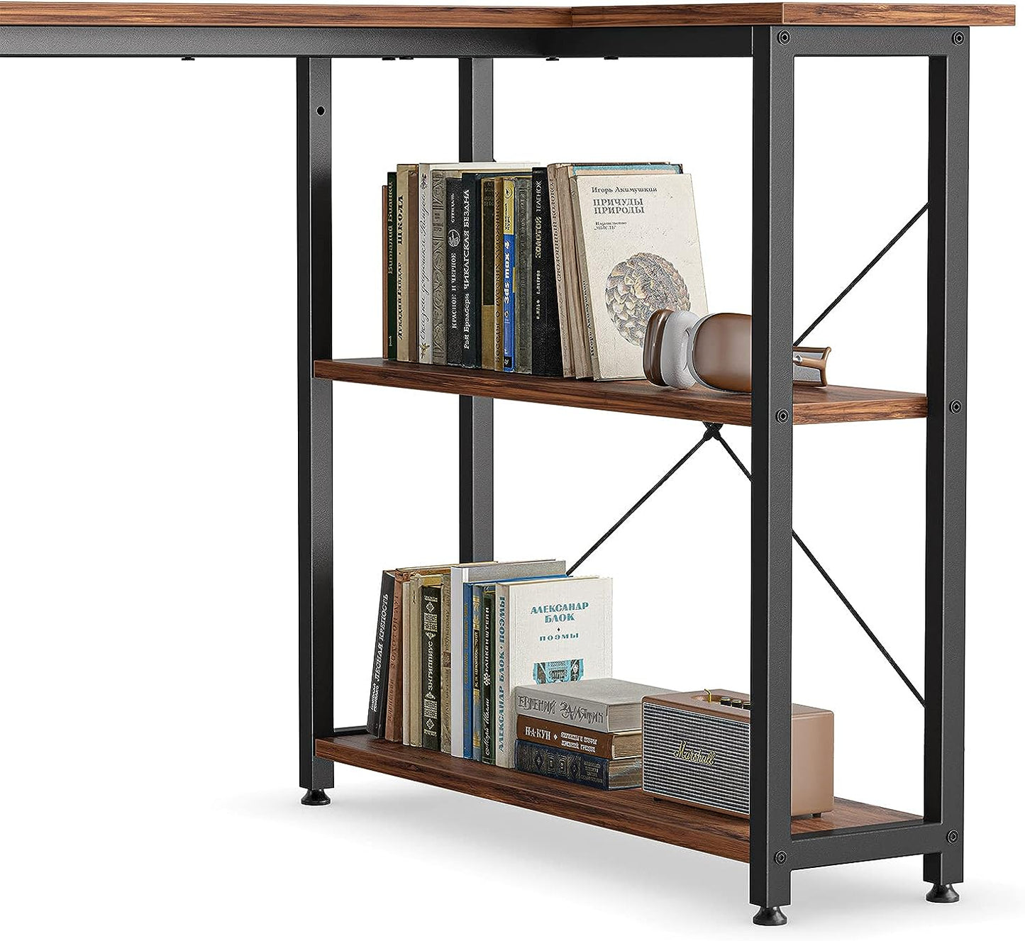 Inhabit 100cm L-Shape Desk With 2 Tier Shelves