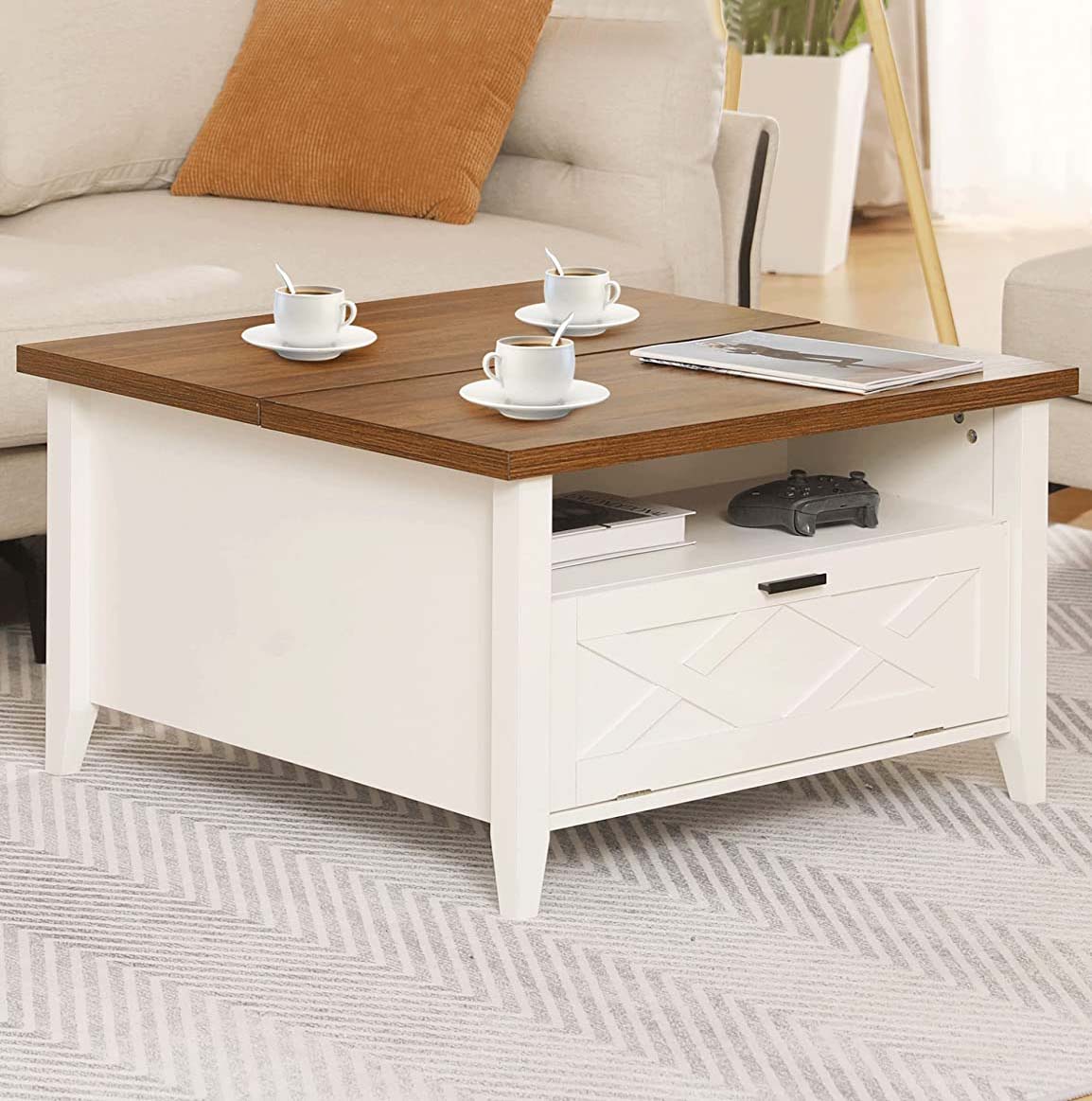 Inhabit Top Lift Mechanism Coffee Table With Storage Spaces