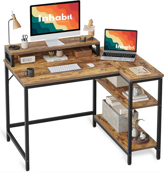 Inhabit Play Play 120cm L-Shape Desk with Monitor Stand