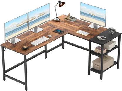 Inhabit L-Shaped 145cm Desk With PC & Storage Shelves