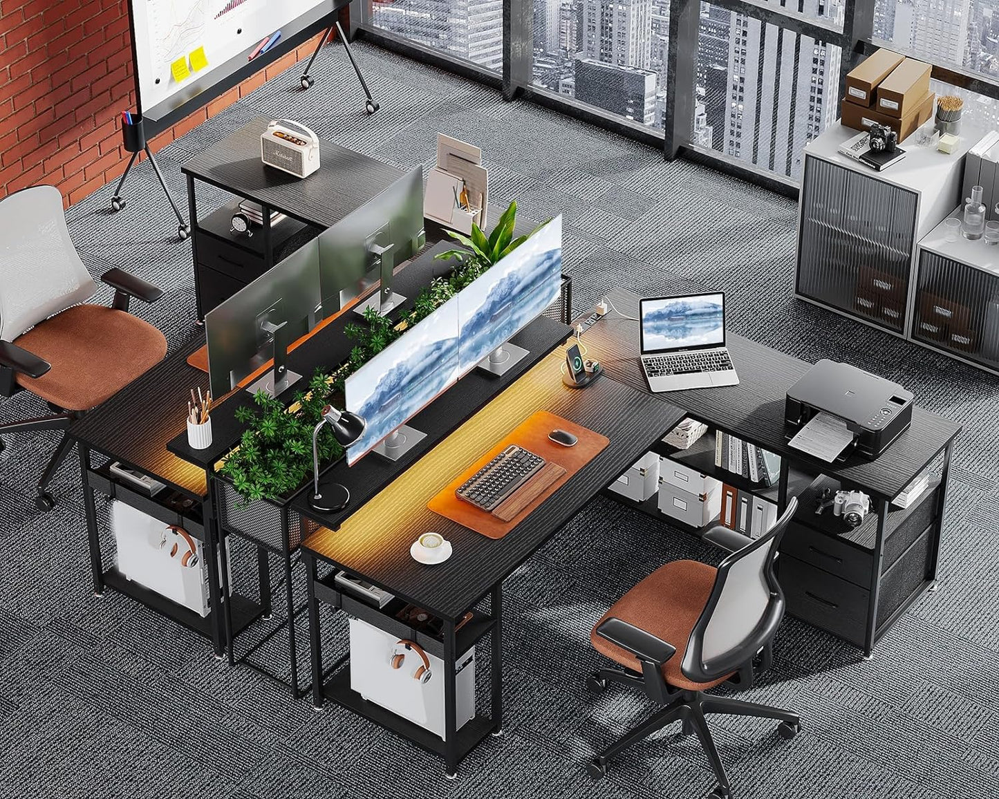 Inhabit 155cm Office, Home, Gaming L-Shaped Desk With Drawers & Shelves