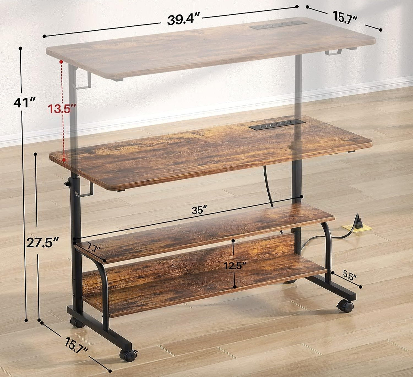 Inhabit Height Adjustable 100cm Standing Desk with Power Outlets