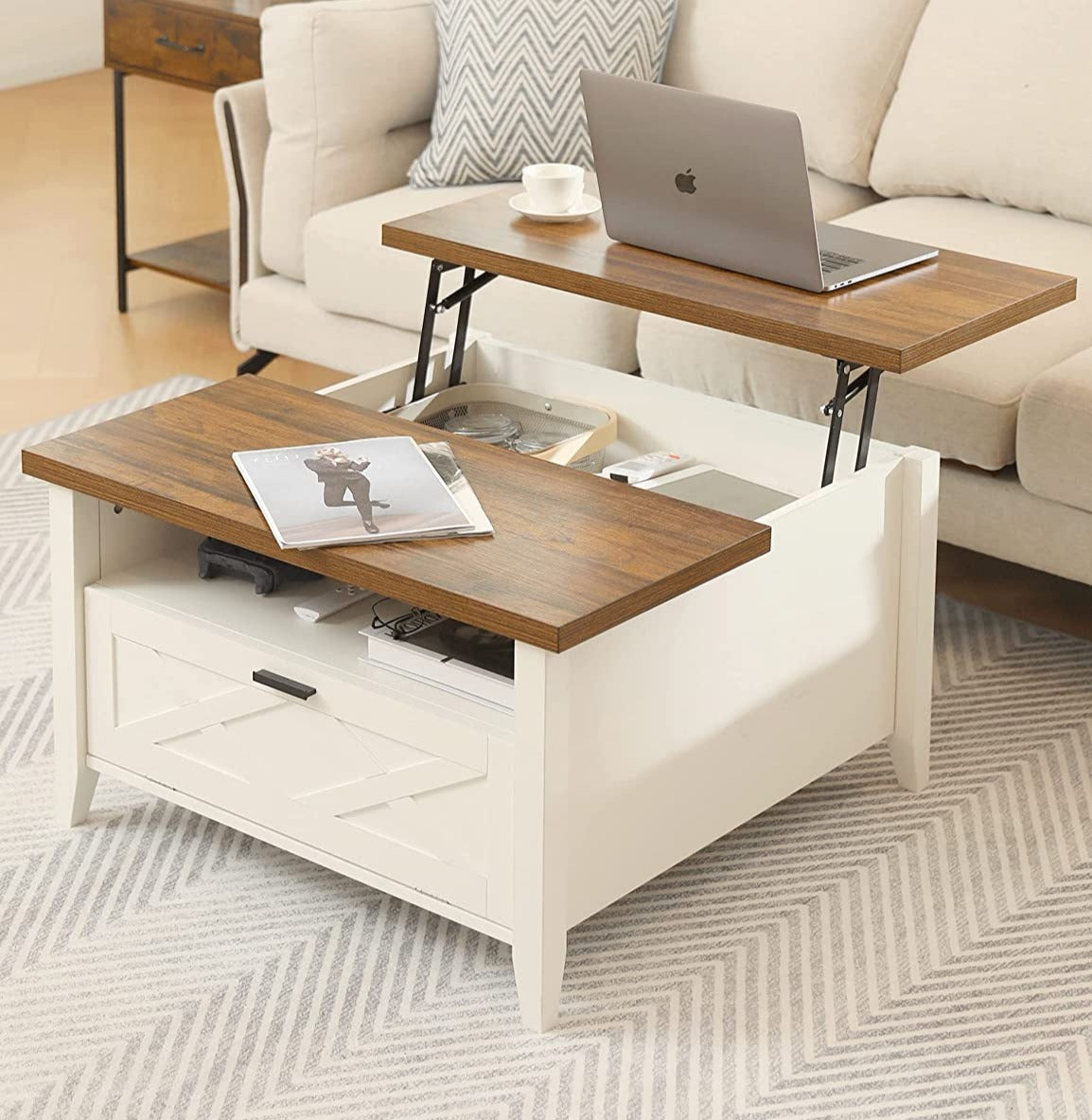 Inhabit Top Lift Mechanism Coffee Table With Storage Spaces