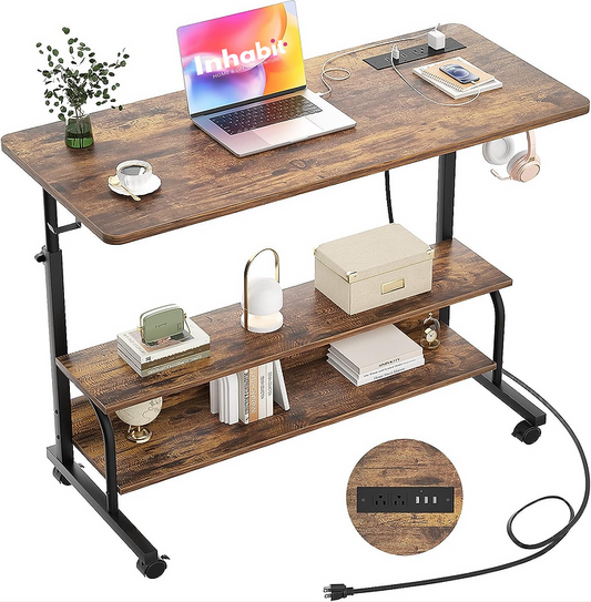 Inhabit Height Adjustable 100cm Standing Desk with Power Outlets