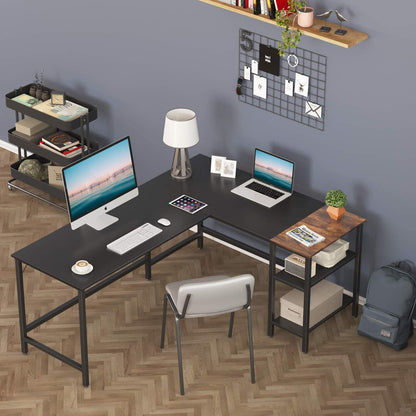 Inhabit L-Shaped 145cm Desk With PC & Storage Shelves