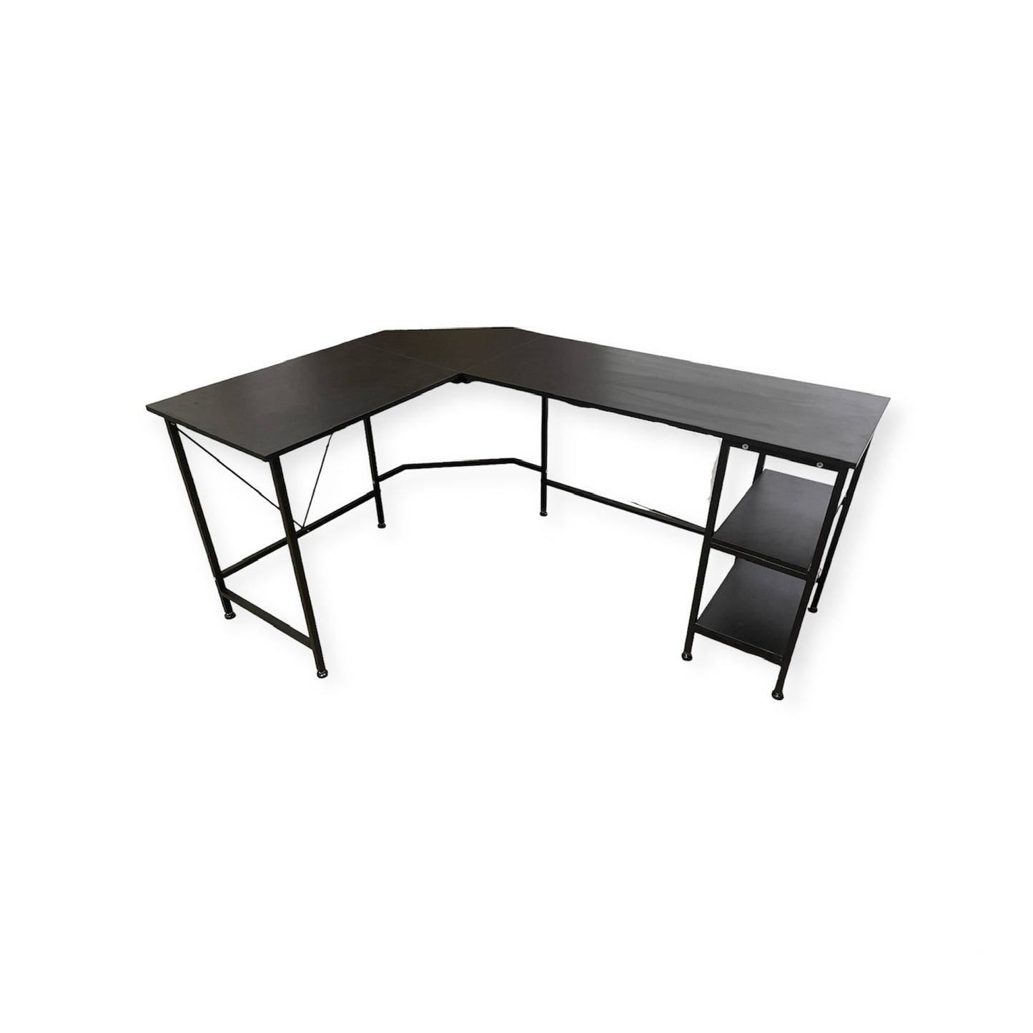 Inhabit V 120cm L Shape Desk with 2-Tier Shelves