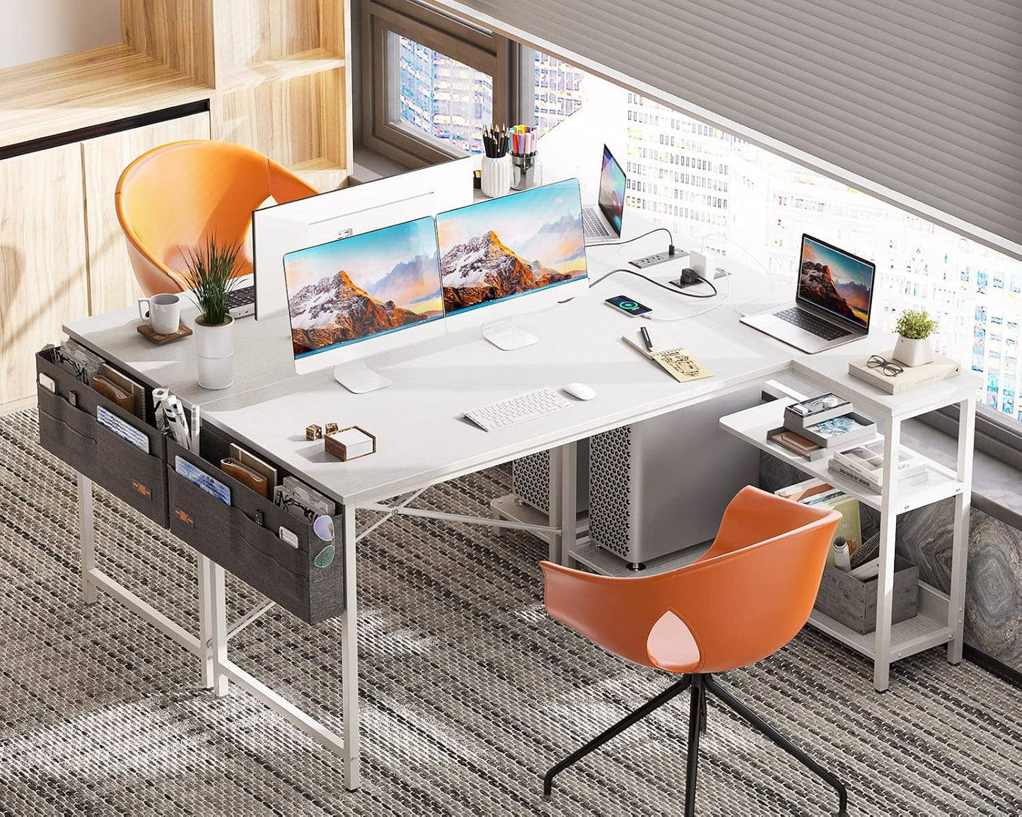 Inhabit Spider 140cm L-Shaped Desk With Built In Power Outlet