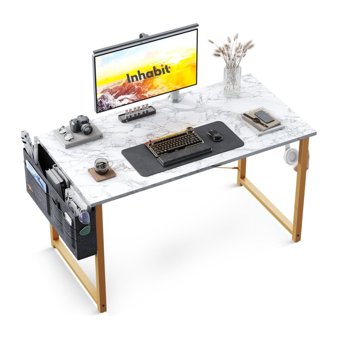 Inhabit Marble Effect Wood Desk / Dresser