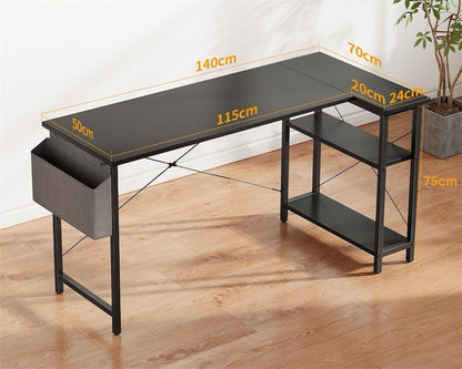 Inhabit 140cm L-Shape Desk With 2 Tier Shelves