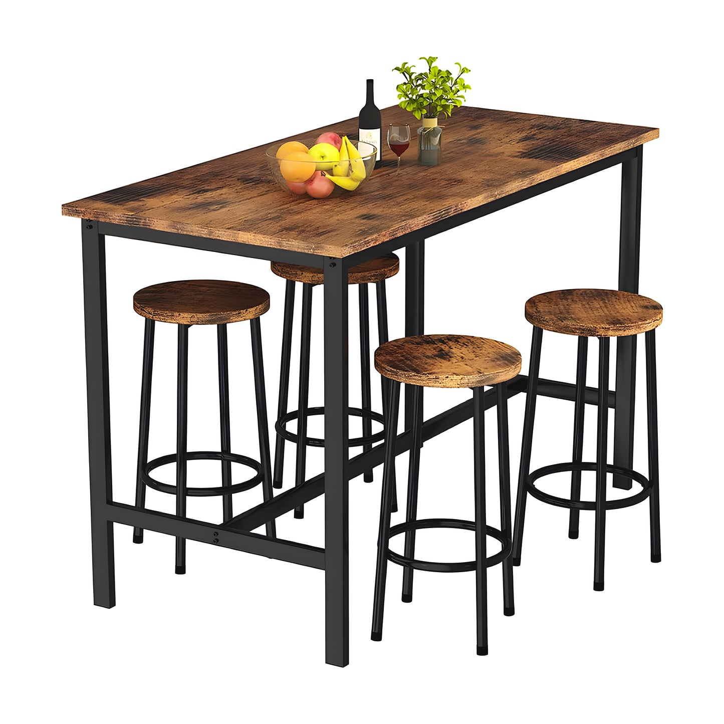 Inhabit High Table & 4 Chairs Set