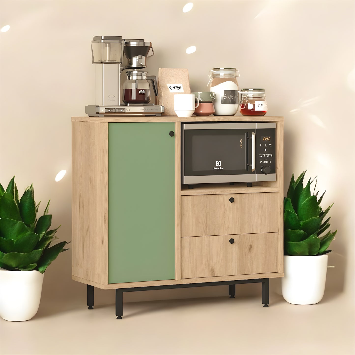 خزانة تخزين من مجموعة Inhabit Olive Green Vintage Coffee Corner