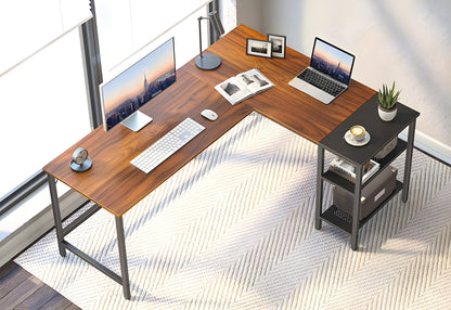 Inhabit L-Shaped 145cm Desk With PC & Storage Shelves