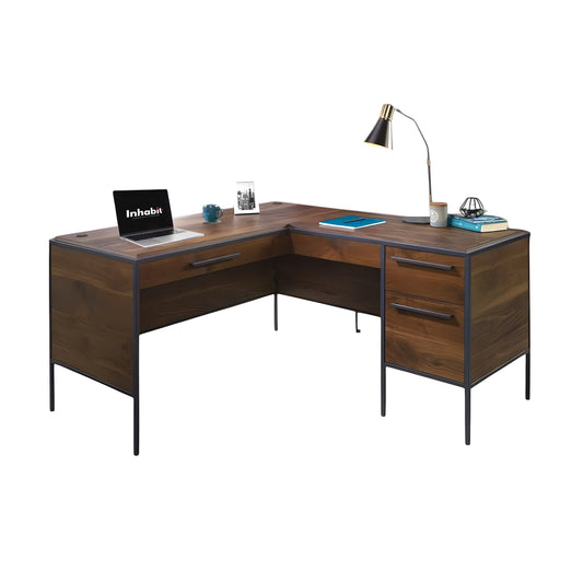 Inhabit Walnut L-Shaped Desk