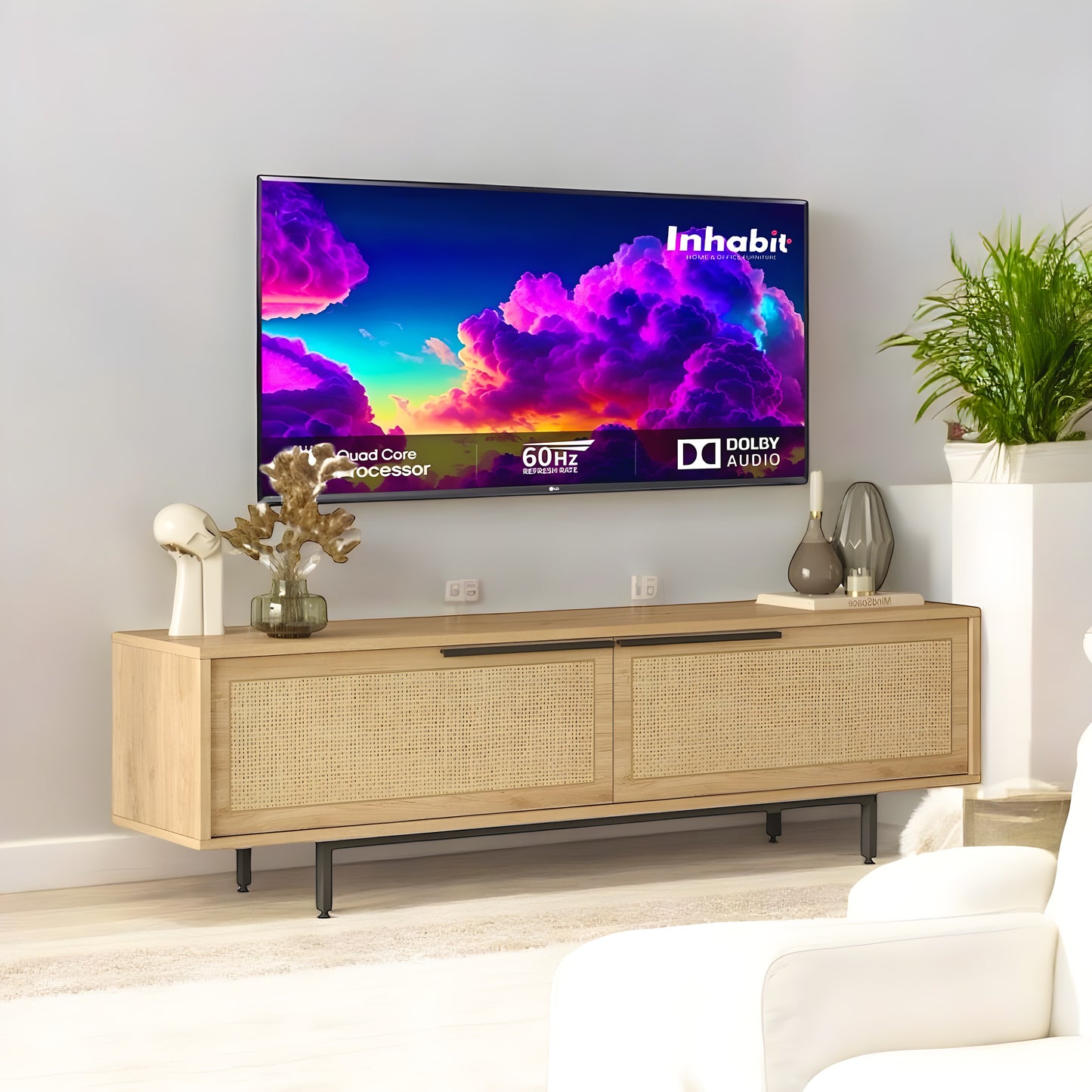 Inhabit Nordic Rattan TV Console /  Cabinet