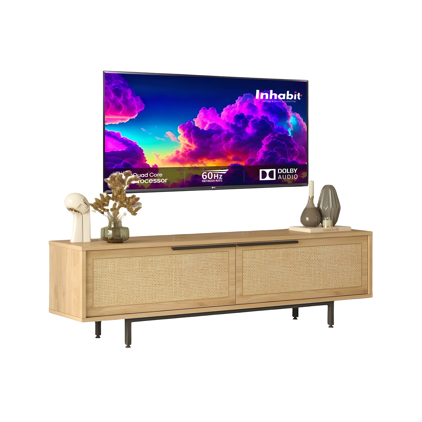 Inhabit Nordic Rattan TV Console /  Cabinet