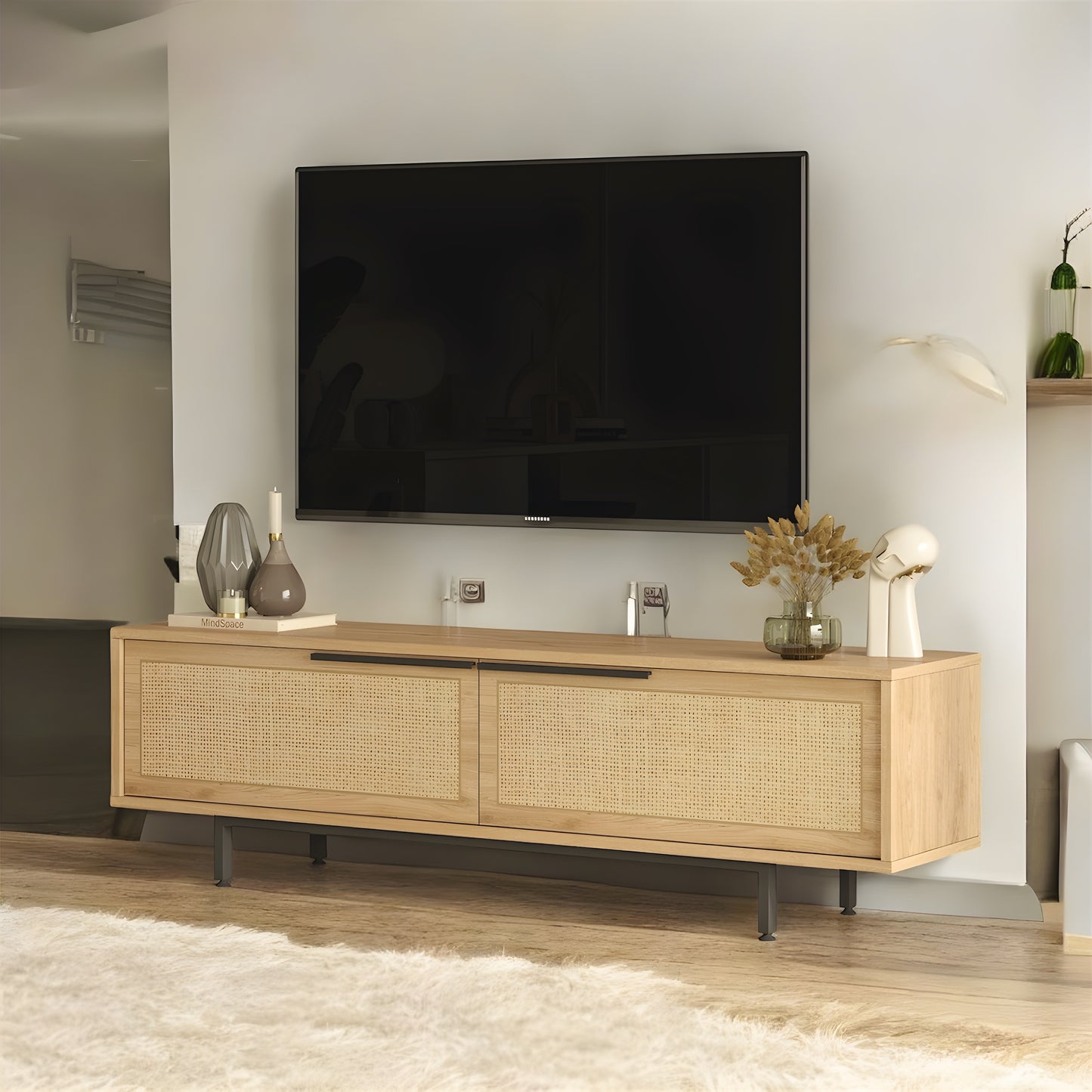 Inhabit Nordic Rattan TV Console /  Cabinet